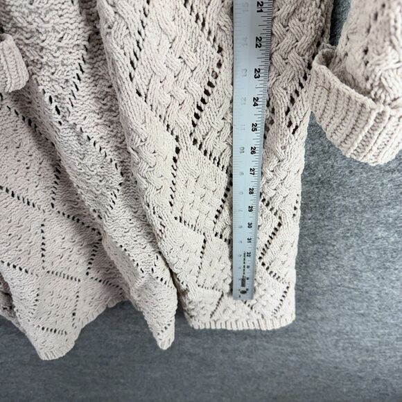 Moon & Madison Cardigan Women S Small Beige Geometric Open Front Long Sleeve - Picture 7 of 8